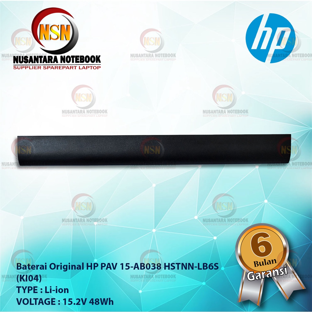 Baterai Laptop HP PAV 15-AB038 HSTNN-LB6S KI04 Original