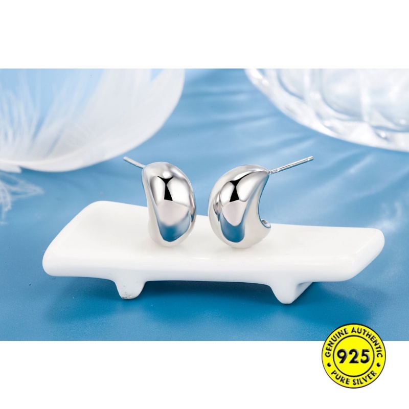 Setengah Lingkaran C Arc Telinga Klip Minimalis Prancis Retro Bermutu Tinggi Berongga Bola Stud Earrings U1438