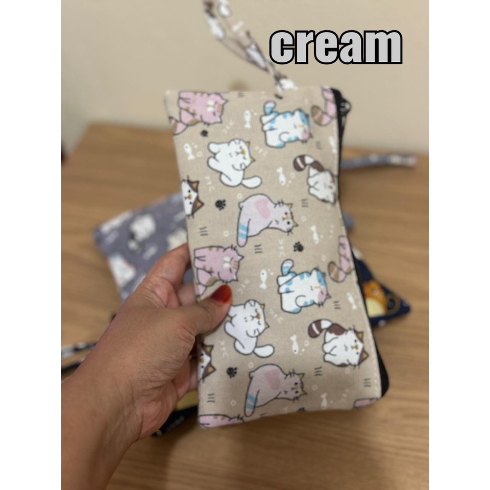 Pouch Tempat Pensil Motif Lucu Dompet Serbaguna Kanvas Tali Handle Bag Lucu Mini Murah Dengan Resleting Pouch Serbaguna Motif Bahan Kanvas Zipper Dengan Tali