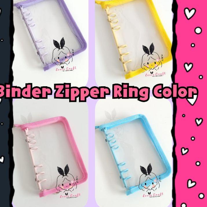 

ORD✹ LC Binder Zipper Ring Warna A6 Mika PVC Bening Resleting Besi Warna FRESHH