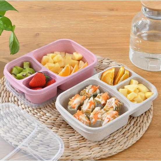 Tempat Makan Kotak Bekal Microwavable Oven Lunch Box Kotak Makan Bento 3 Sekat Catering Box