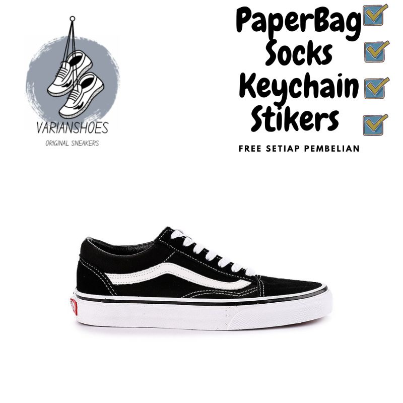 Sepatu Wanita / Sepatu Pria / Sepatu Vans / Vans Oldskool / Vans Classic / Oldskool Black White / Sn