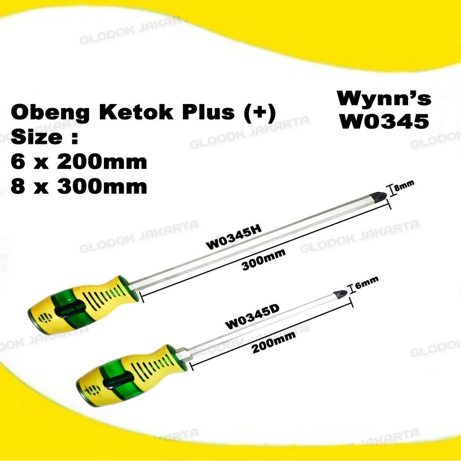 Obeng Plus Magnet Ketok Impact Philips Screwdriver Wynns W0345