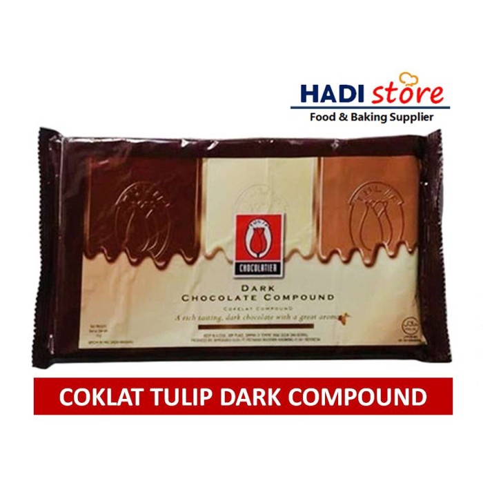 

Tulip Dark Chocolate Compound (DCC) 1 Kg/ coklat blok batangan PREMIUM