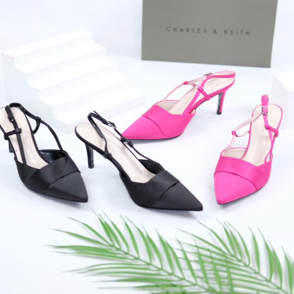 Sale [ 12.12 HARBOLNAS ] - SEPATU WANITA SATIN CKS497 TALI BELAKANG CK SLINGBACK PUMPS HEEL PREMIUM 