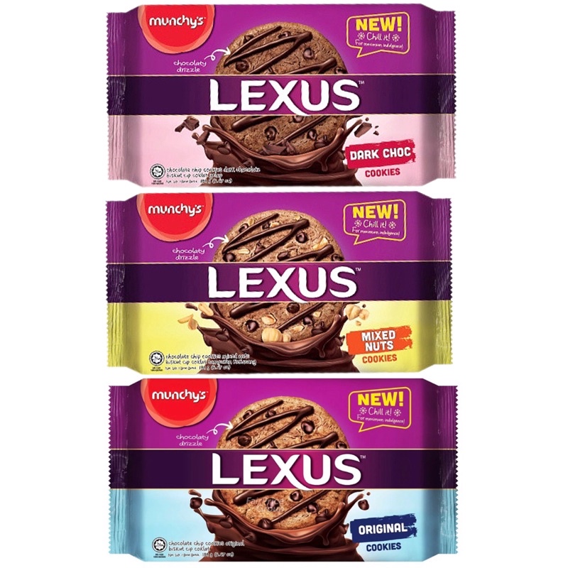 

Munchys Lexus Chocolate Chip Cookies 189gr / Munchys / Munchy's / Lexus / Original / Chocolate / Chip / Cookies / Mixed / Nuts / Dark / Choc / biscuit