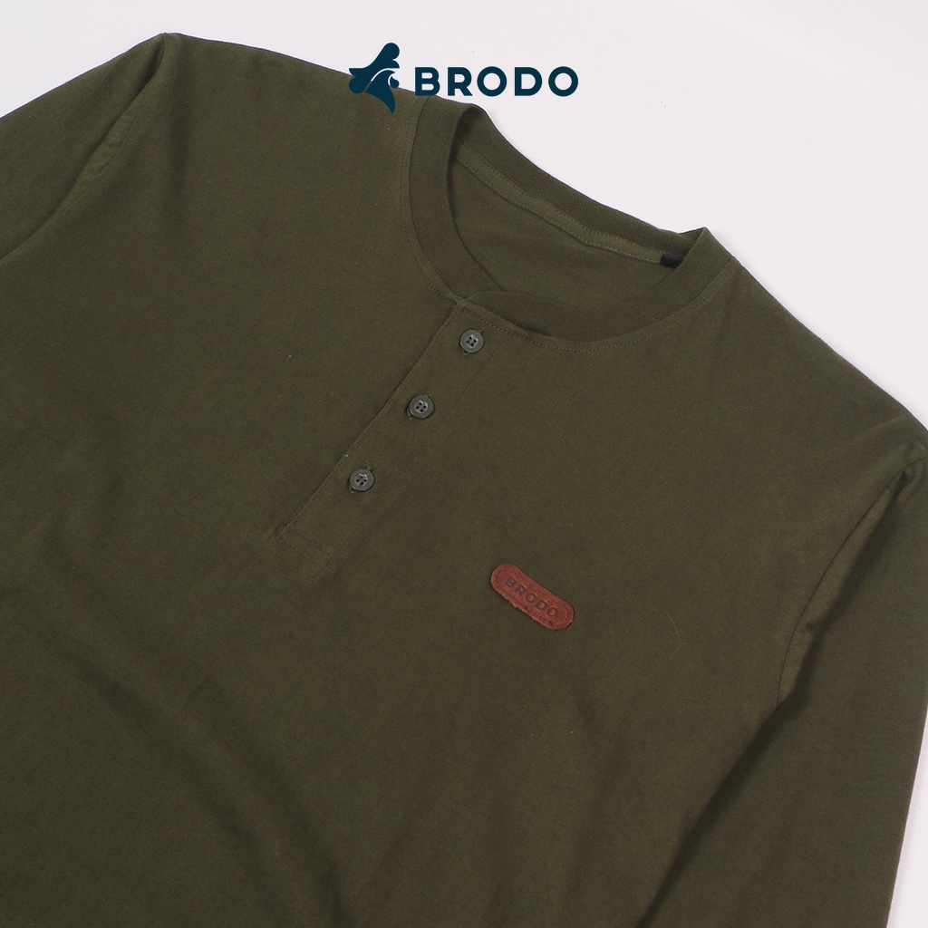 BRODO - Kaos Brodo Henley Long Sleeve Olive Size M