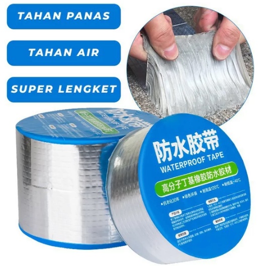 [✅COD] Lakban lem anti bocor talang isolasi alumunium foil super rekat plester panci wajan ember pip