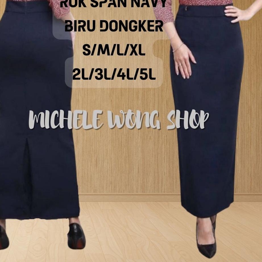 Paling Dicari Rok Kain Panjang Span Rempel Hitam - Biru Dongker - Navy / Kerja Magang Kantor Sidang 