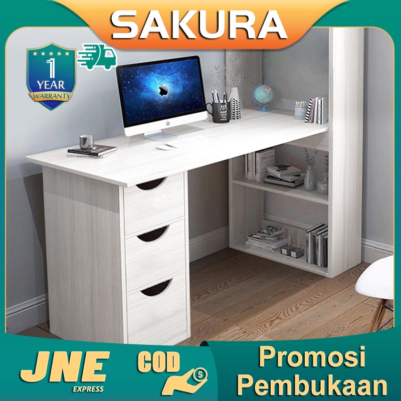 Weyon Sakura Meja Komputer/rak buku/Meja belajar/meja kantor/meja pc/Meja 1 Meter/lemari meja belajar/Dengan 3 Laci(A150