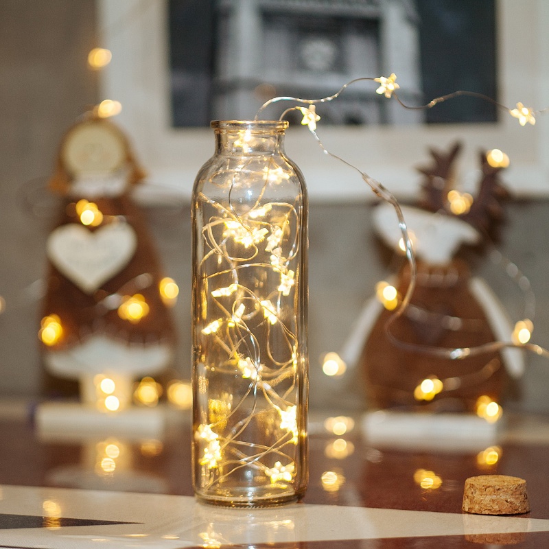 Lampu Dekorasi Taman Tangga Kamar Tidur Tahan Air Fleksibel Lampu LED String1/3M Starry Copper Wire Light Warm White Fairy String Lights Untuk Natal Tahun Baru Pernikahan Ulang Tahun