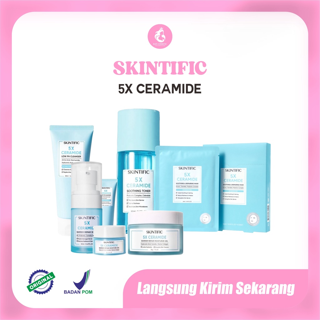 SKINTIFIC 5X Ceramide Barrier Repair Moisture Series | Moisturizer Gel 30g / Travel Size 6g / Big Size 80g /