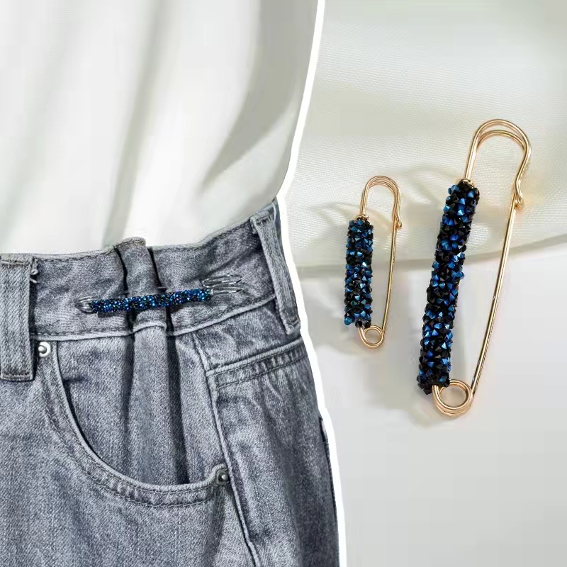 Fashion Rhinestones Pin Bros Untuk Wanita Jeans Pinggang Pin Dekorasi Gaun Celana Mengencangkan Pinggang Klip Logam Trendi Aksesoris Perhiasan