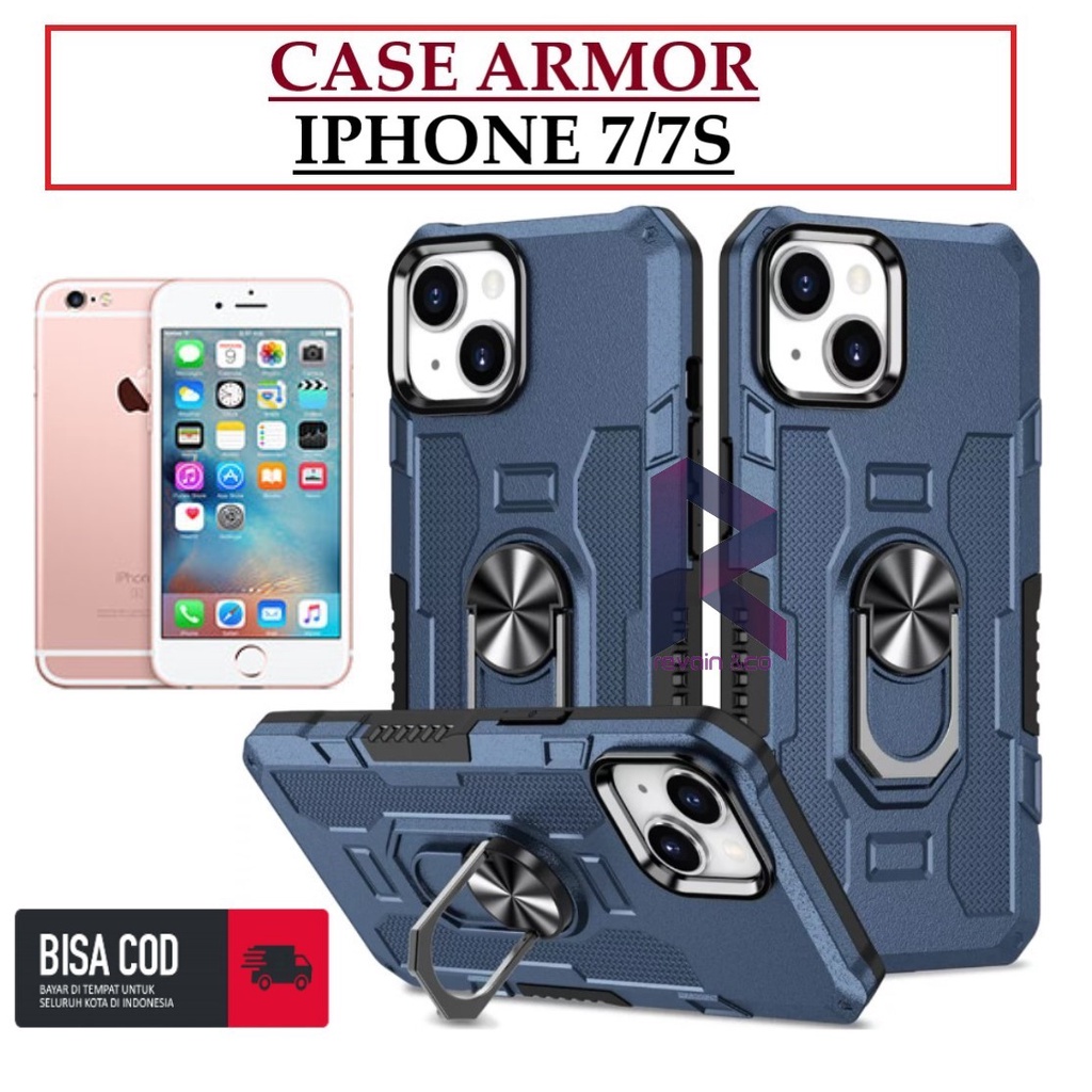 Case Armor IPHONE 7/7S Iring Cincin Magnetic Kesing Hp Protect kamera Premium Hard Case Standing Robot Pelindung Kamera