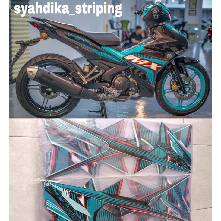 STIKER STRIPING LIS BODY YAMAHA MX KING 150 2022 HIJAU TOSCA ORIGINAL