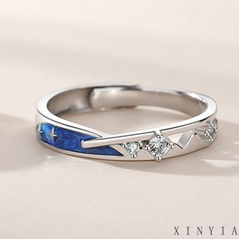 【Bayar di tempat】Cincin Pasangan Hujan Meteor Berlian Pria Dan Wanita Hadiah Liburan Ring