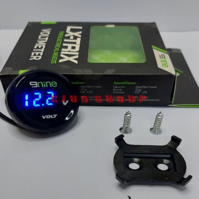 VOLMETER LED NINE KOTAK DAN BULAT 12V DIGITAL LED WATERPROOF UNTUK MOTOR DAN MOBIL