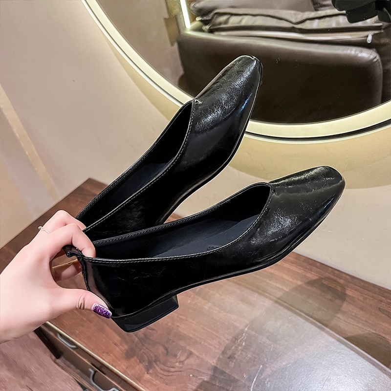 Premium Korea Kulit Asli Sepatu Wanita Casual Slip On Cantik Kuliah Selop Formal Santai Empuk Kekinian Cewek Slop Ringan Lentur 237