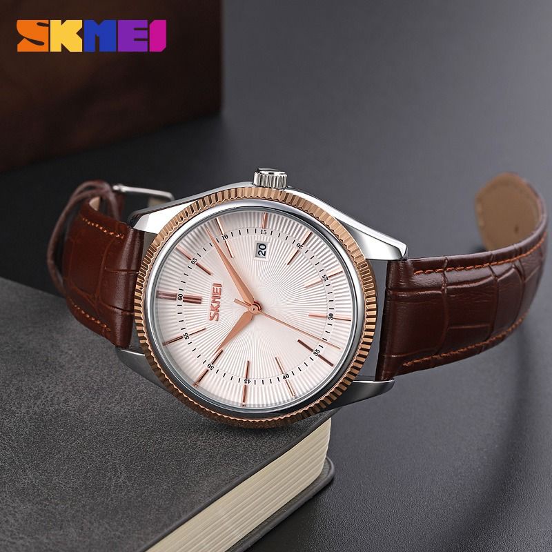 SKMEI 9298 JAM TANGAN PRIA CASUAL ORIGINAL TAHAN AIR TALI KULIT