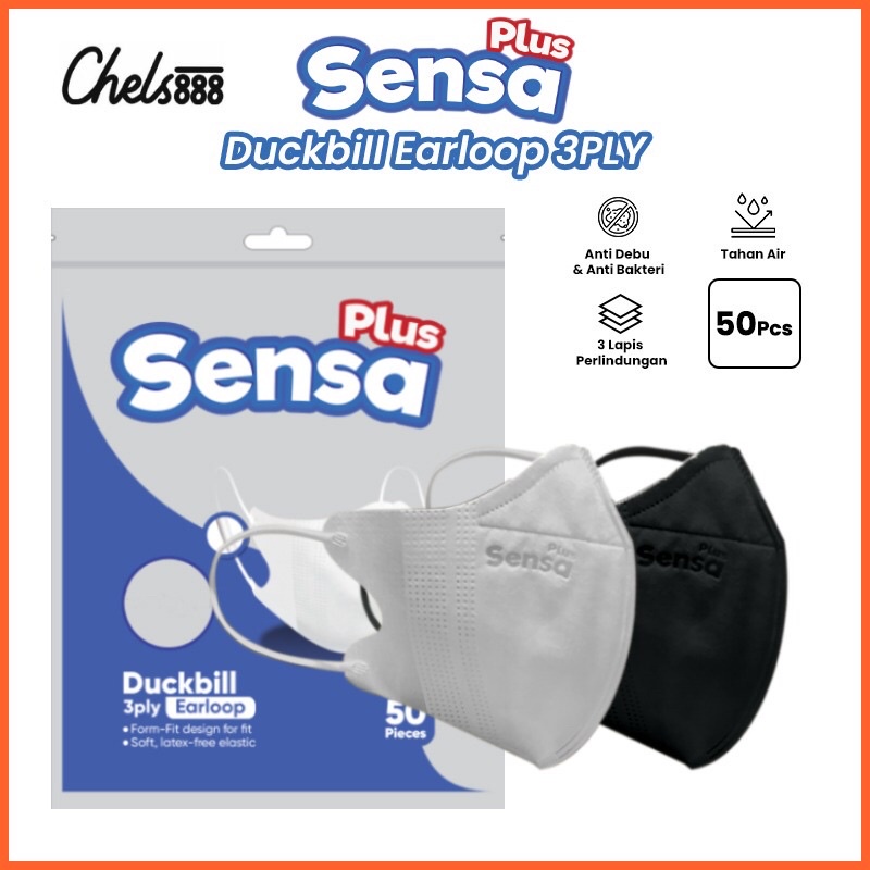 Masker Duckbill Sensa Plus / Duckbill Earloop 3Ply isi 50pcs