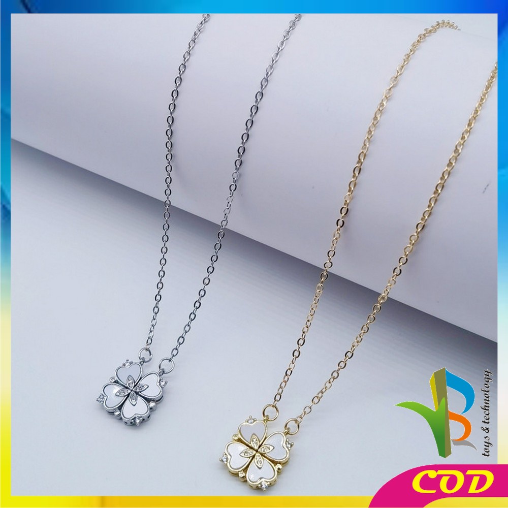 RB-K123 Kalung Wanita Motif Clover Empat Daun Semanggi Kalung Anti Karat Bentuk Hati Kalung Berlian Aksesoris Fashion