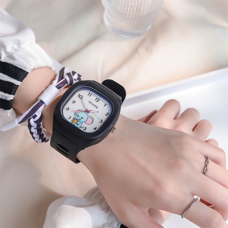 Jam Tangan Pria Appearance New Style Fashionable Personality Square Watch Women's Ins Cute Small Fresh Unicorn Girls Electronic