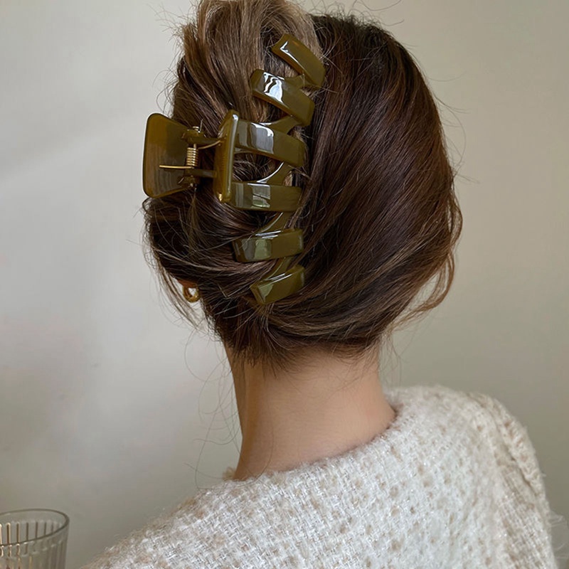 Fancyqube Wanita Besar Ponytail Rambut Klip Cakar Melubangi Keluar Jepit Rambut Hairgrip Hiasan Kepala Klip