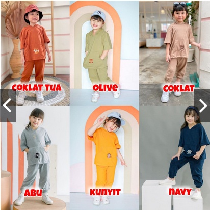 SETELAN BAJU ANAK UNISEX HOODIE CLARISSA  Oversize Mix Warna Size 1-5Thn