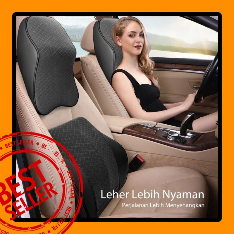 Bantal Mobil - Headrest - Bantal Leher Mobil Ergonomis 3D Memory Foam Lumbar Bantal leher - bantal punggung memory foam