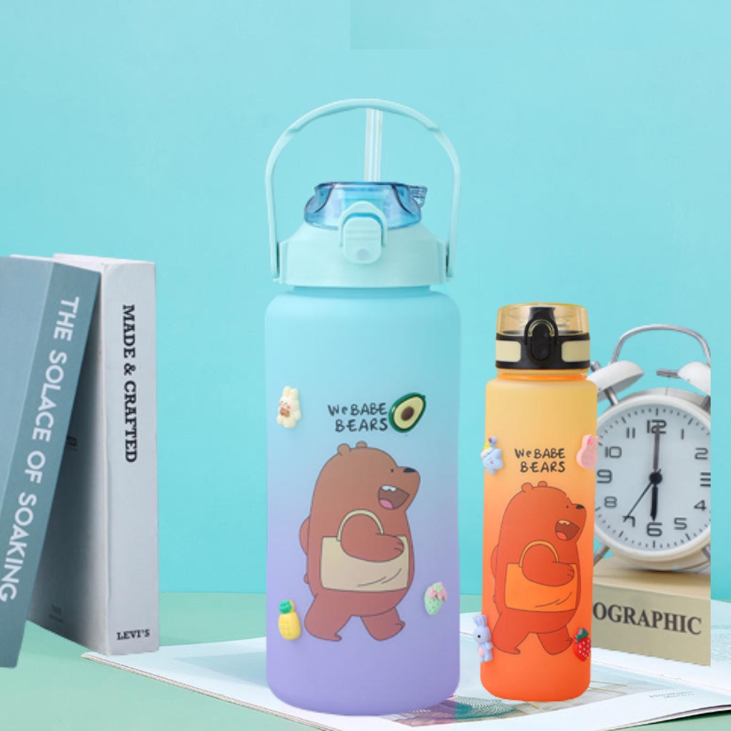 [ Cinicini ] Botol Minum 2 Liter Botol Pelangi Beruang Bare Bears [ 1 set ]