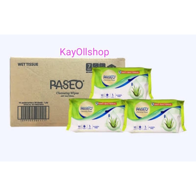 Tissue Paseo Cleansing Wipes Anti Backterial 50 Sheet 1 Dus isi 18 Pack