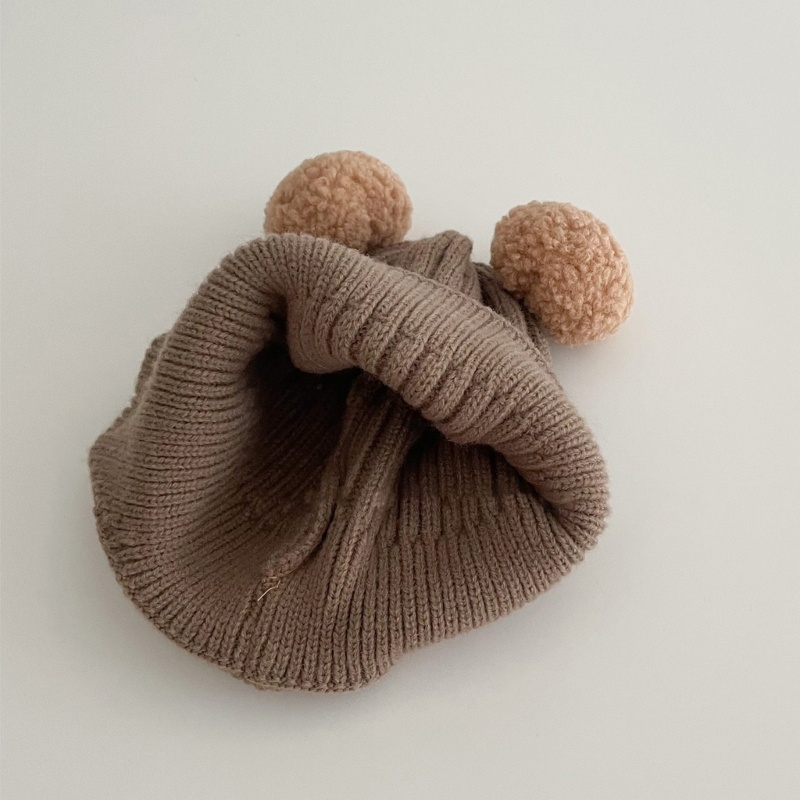 Mary Winter Knit Baby Hat Kupluk Hangat Untuk Anak Laki-Laki Perempuan Bayi Balita Baby Beanie Dengan Dekor Beruang Lucu