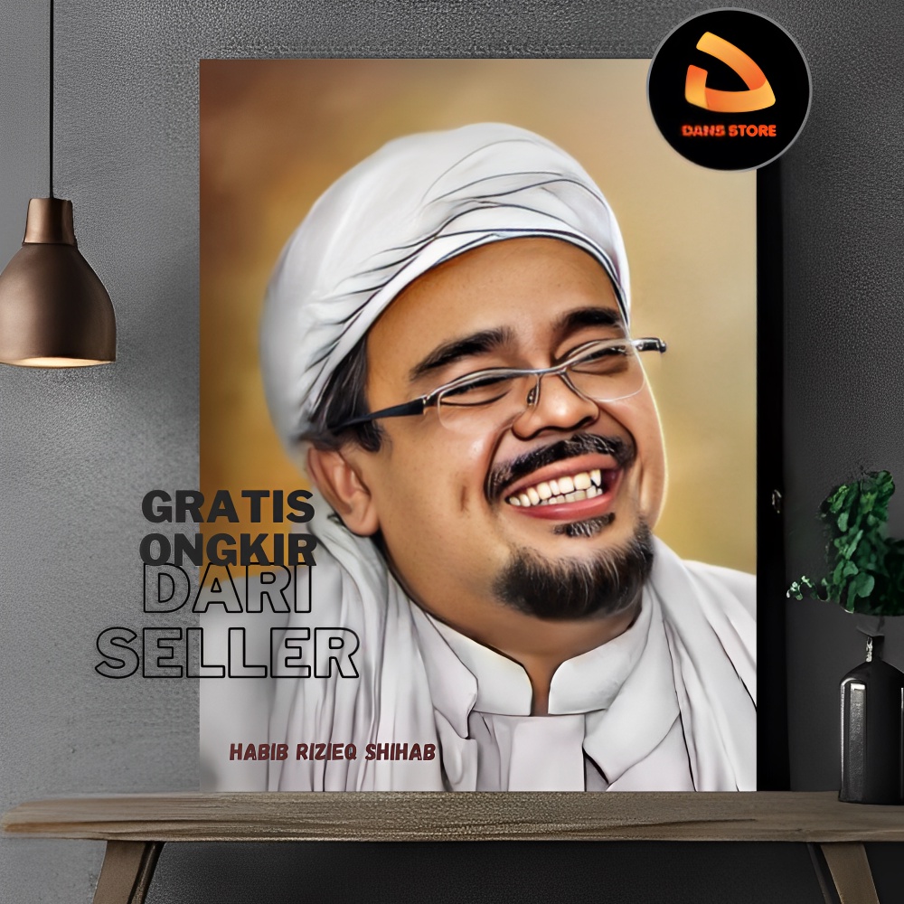 HRS Habib Rizieq Shihab Poster Habib Poster Kiyai Poster Ulama Hiasan Dinding Papan MDF