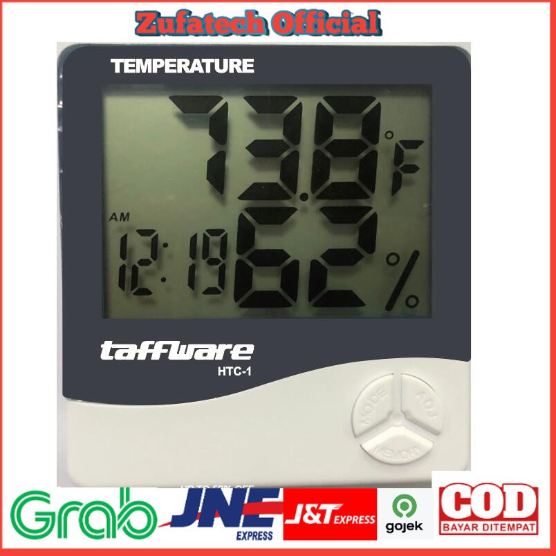 Taffware Digital Multifunction Temperature Humidity Meter + Clock Date Calender - HTC-1 - White