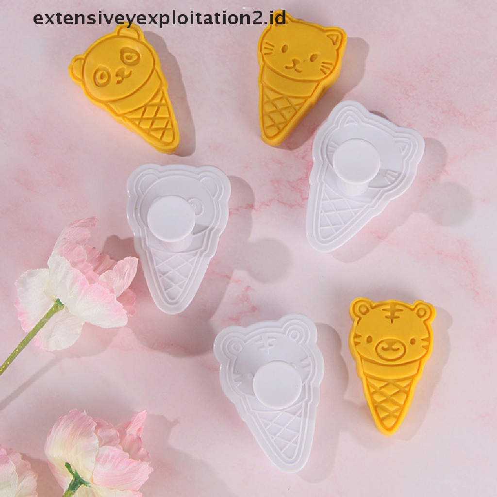 {NEW} 3pcs/set Cetakan Ice Cream Animal Cookie Cutter Fondant Kue Decorag Tools.