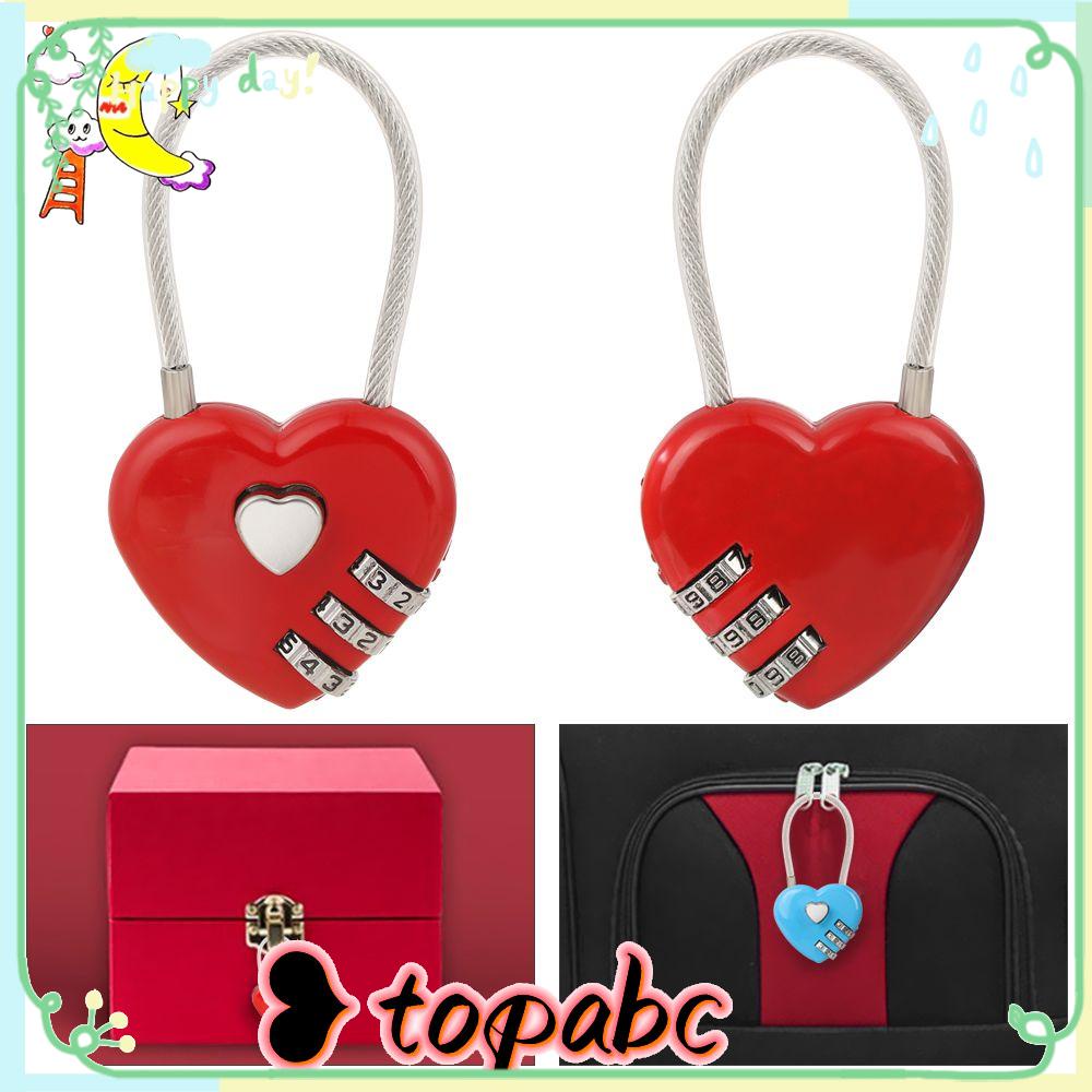 Top 1pc Hadiah Kunci Berbentuk Hati Kombinasi Dial Luar Ruangan Koper Travel Bagasi Hari Valentine 3digi Password