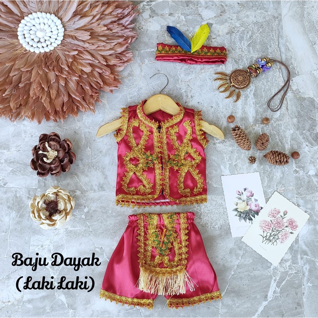 KOSTUM DAYAK ANAK / BAJU DAYAK PEREMPUAN/ BAJU DAYAK LAKI-LAKI / PAKAIAN ADAT / PAKAIAN TRADISONAL A