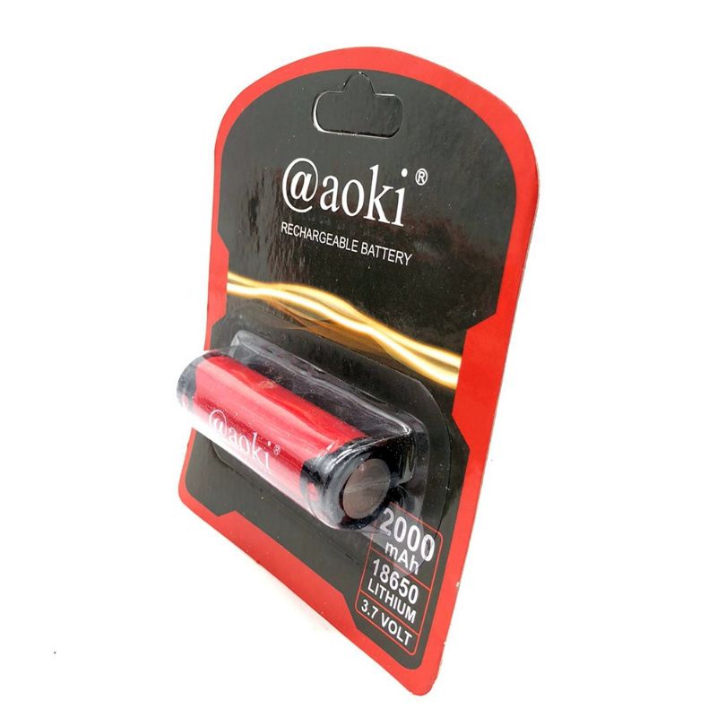 Aoki Battery Lithium 18650 Rechargeable 2000mAh Asli Full Original