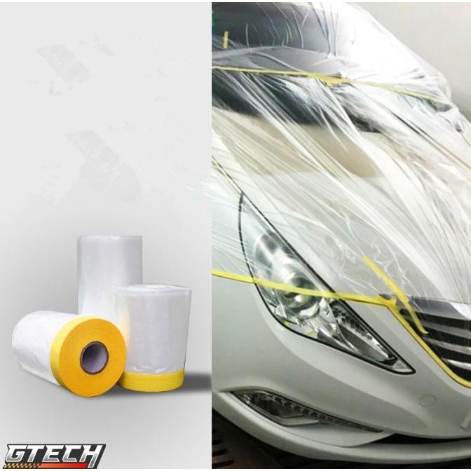 

Masking plastik - masking tape - plastik pengganti koran