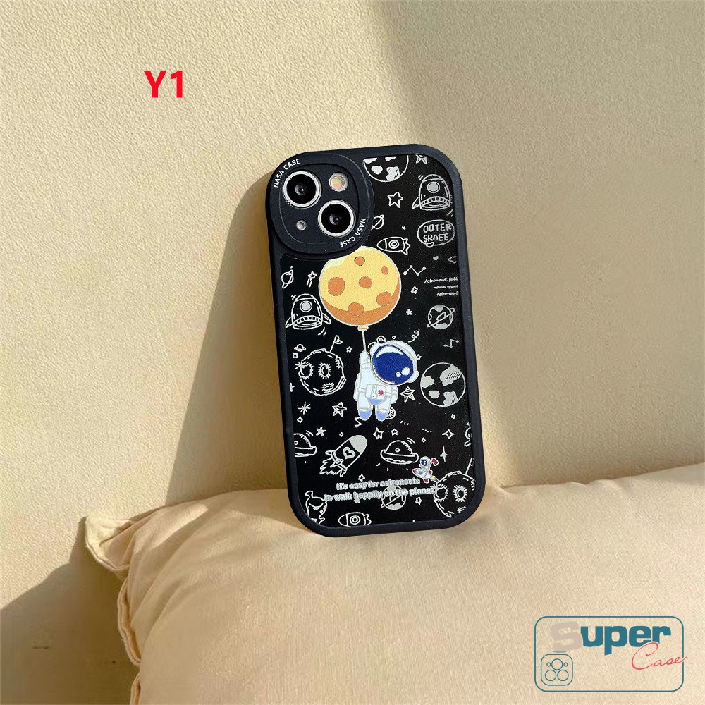 IPHONE Case NASA Kompatibel Untuk Iphone14 11 13 12 11 Pro Max14 Plus 6 6s 78 Plus XR X XS MAX SE 2020 Kartun Astronot Luar Angkasa Trendi Merek Lembut TPU Penutup Belakang