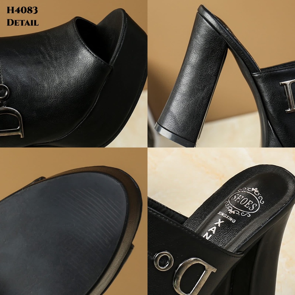 PRF High Heels Chunky Platform Mules Fashion Korea H4083