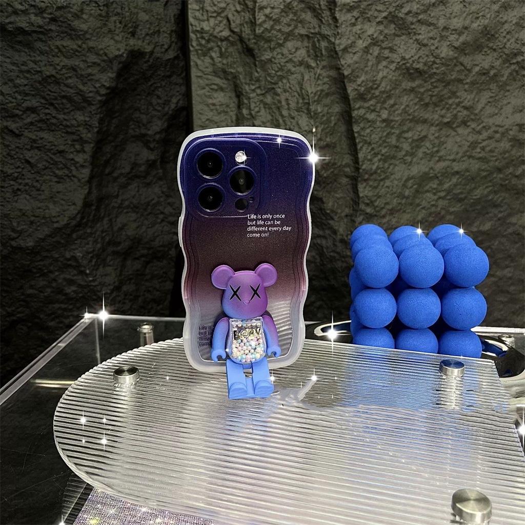 New Kreasi Seru360° Casing Stand case Putar iPhone 14 Pro Max Max Plus Case13 12 11 Pro Max X/Xs Max XR Mewah wavy edge Tertutup Penuh shockproof Pelindung soft case