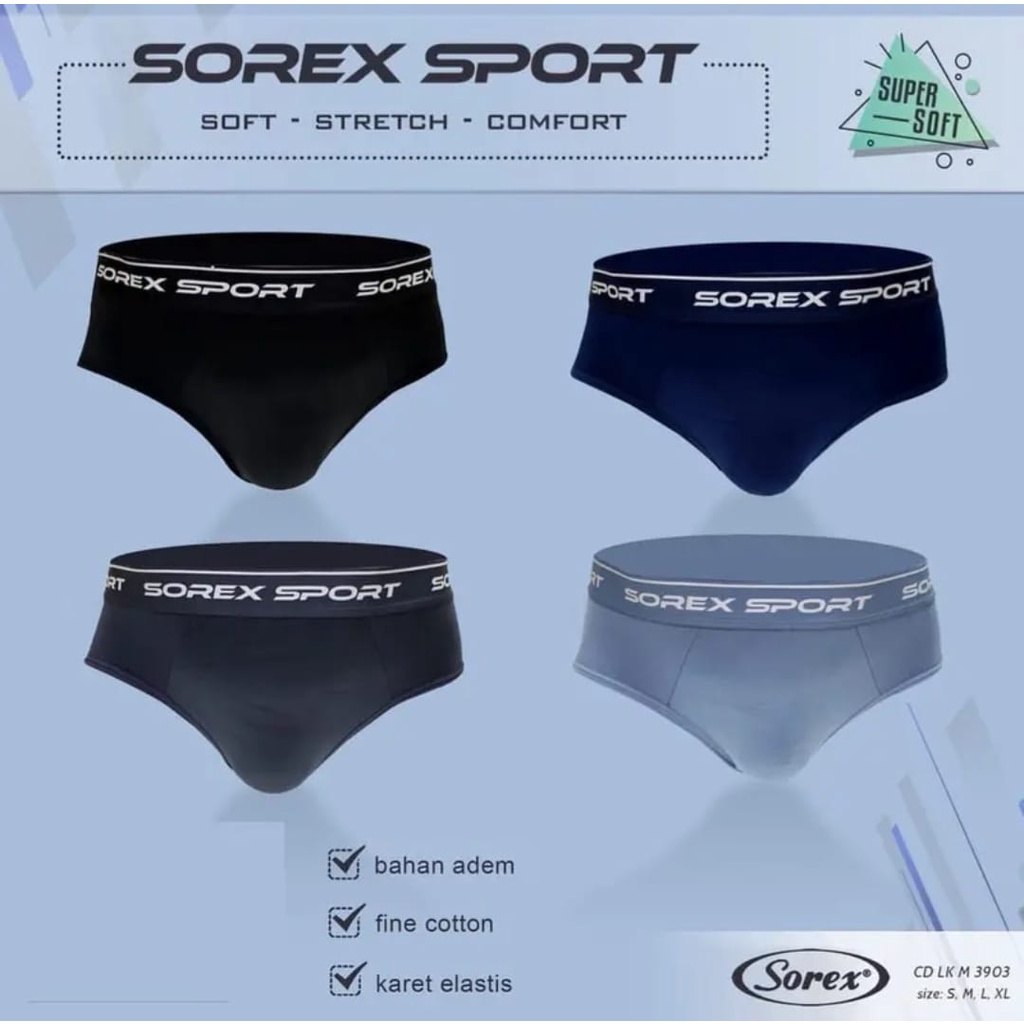 CELANA DALAM PRIA SOREX MODERN BRIEFS M3903 KATUN STRECH ISI 2 PCS