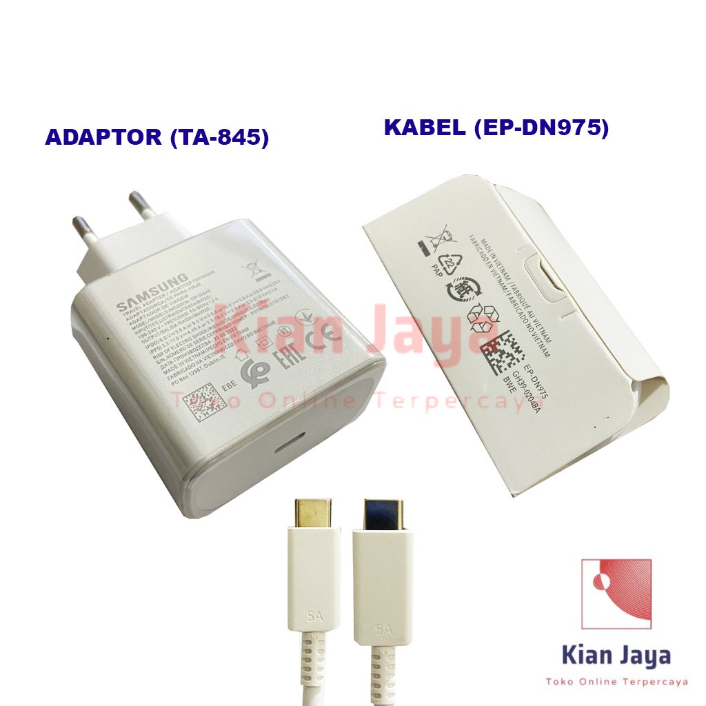 Charger Samsung Galaxy S20 Super Fast Charging 45w USB Cable C to C 5 Ampere Support Pegisian Daya Super Cepat Original OEM TC Casan Charge Adaptor Adapter