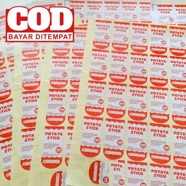 

Cetak Stiker Label Makanan / Label Kemasan / Label Minuman Ukuran A3+ Sudah Cutting Pola