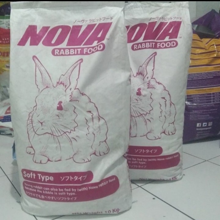 Nova makanan kelinci kemasan 10kg , Nova rabbit food Khusus EXPEDISI