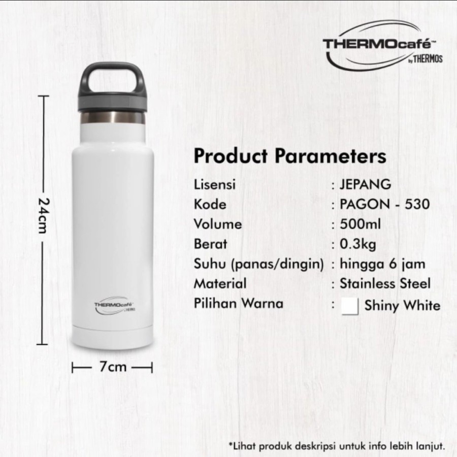 thermocafe by thermos botol minum panas dingin 500ml putih pagon-530