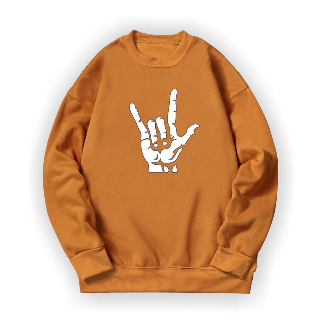 Hand Metal Sweatshirt Basic II Sweater Crewneck Print DTF II Sz M - XL Anak &amp; Dewasa ( Pria &amp; Wanita )