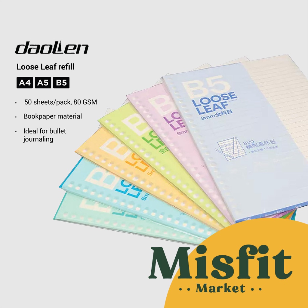 

Bookpaper Loose Leaf Paper Refill B5 dan A5 Kertas Isi Ulang Binder 50 Lembar