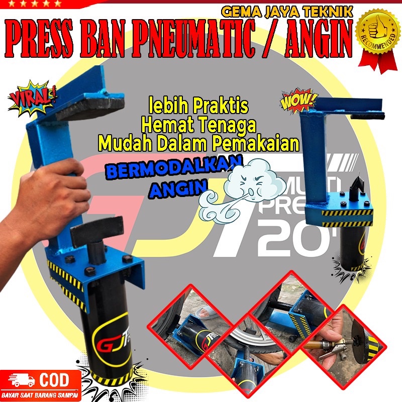 Press Ban Tubles Pneumatic Alat Penjeblos Ban Tenaga Angin Press Ban Motor Kompresor Hidraulic